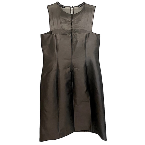 RICKIE Freeman for Teri Jon Black Wool Silk Jeweled Collar Cocktail Dress Size 4 - Picture 2 of 15